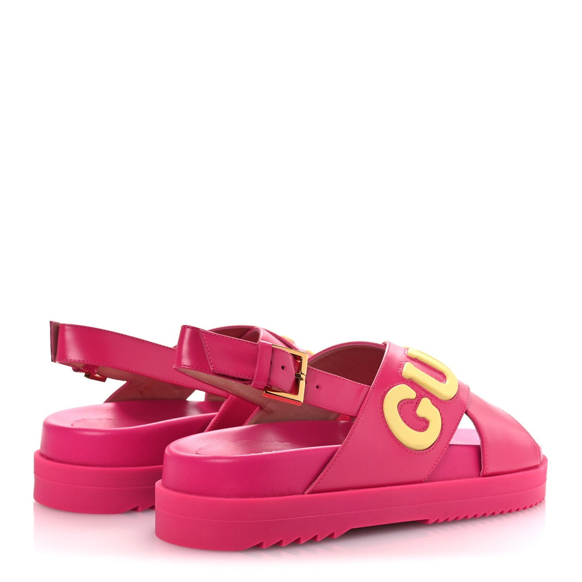 Gucci Calfskin Nappa Women's Elizabeth Charlotte Logo Slingback Sandals 36 Pink