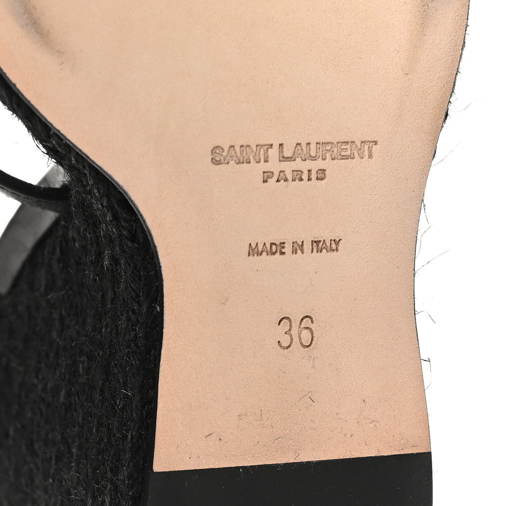 Saint Laurent Calfskin Women's Cassandra Espadrille 105mm Wedges 36 Black