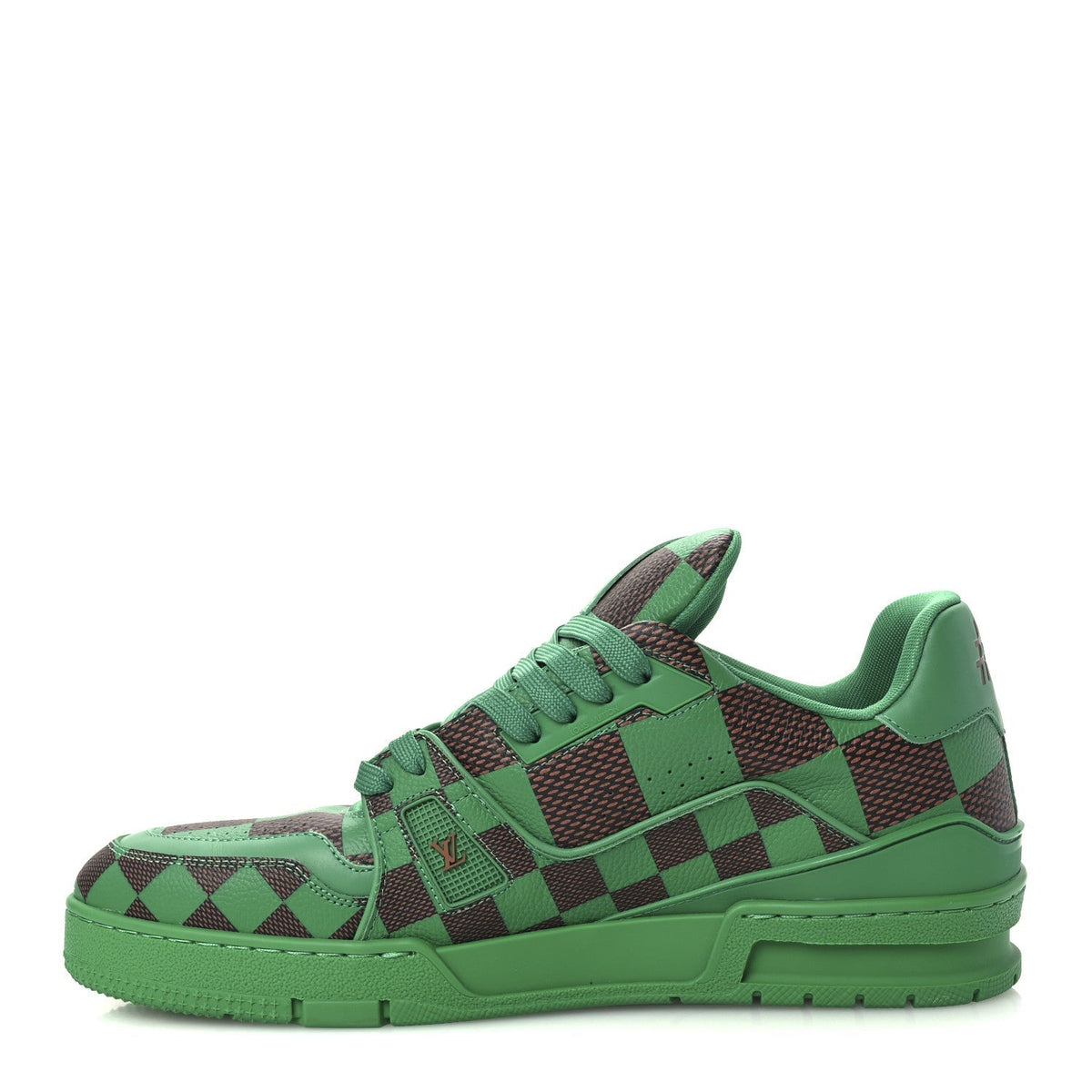 Louis Vuitton Damier Pop Grained Calfskin Men's LV Trainer Sneakers Green