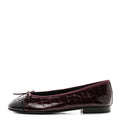 Patent Calfskin Crocodile Embossed Ballerina Flats Dark Burgundy Black