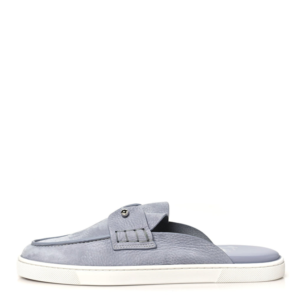 Christian Louboutin Nubuck Women's Chanme Donna Flat Boat Flats 40.5 Jumbo Grey