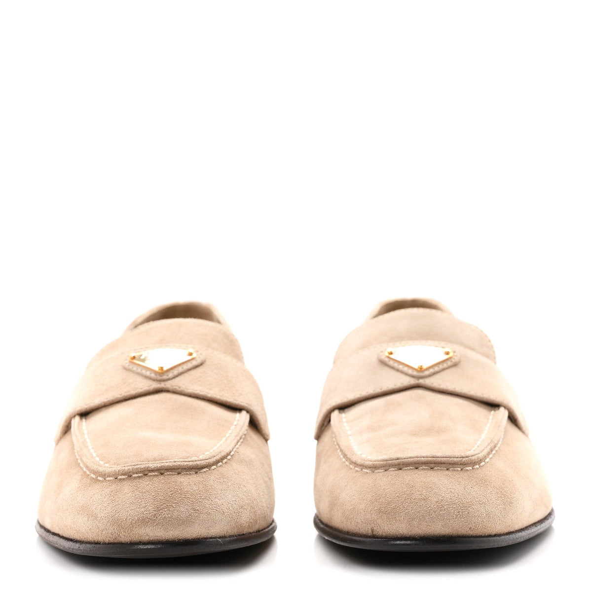 Prada Suede Calfskin Triangle Logo Women's Loafers 38.5 Corda