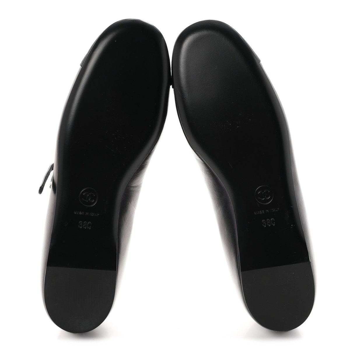 Chanel Lambskin Grosgrain Pearl Mary Jane Women's Flats Black