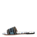 Christian Dior Canvas Embroidered Women's Butterfly Dway Slide Sandals 40 White Blue