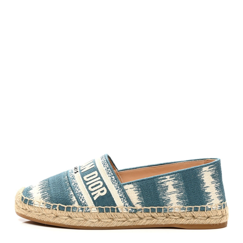Christian Dior Cotton Women's Granville Espadrilles 37.5 Deep Ocean