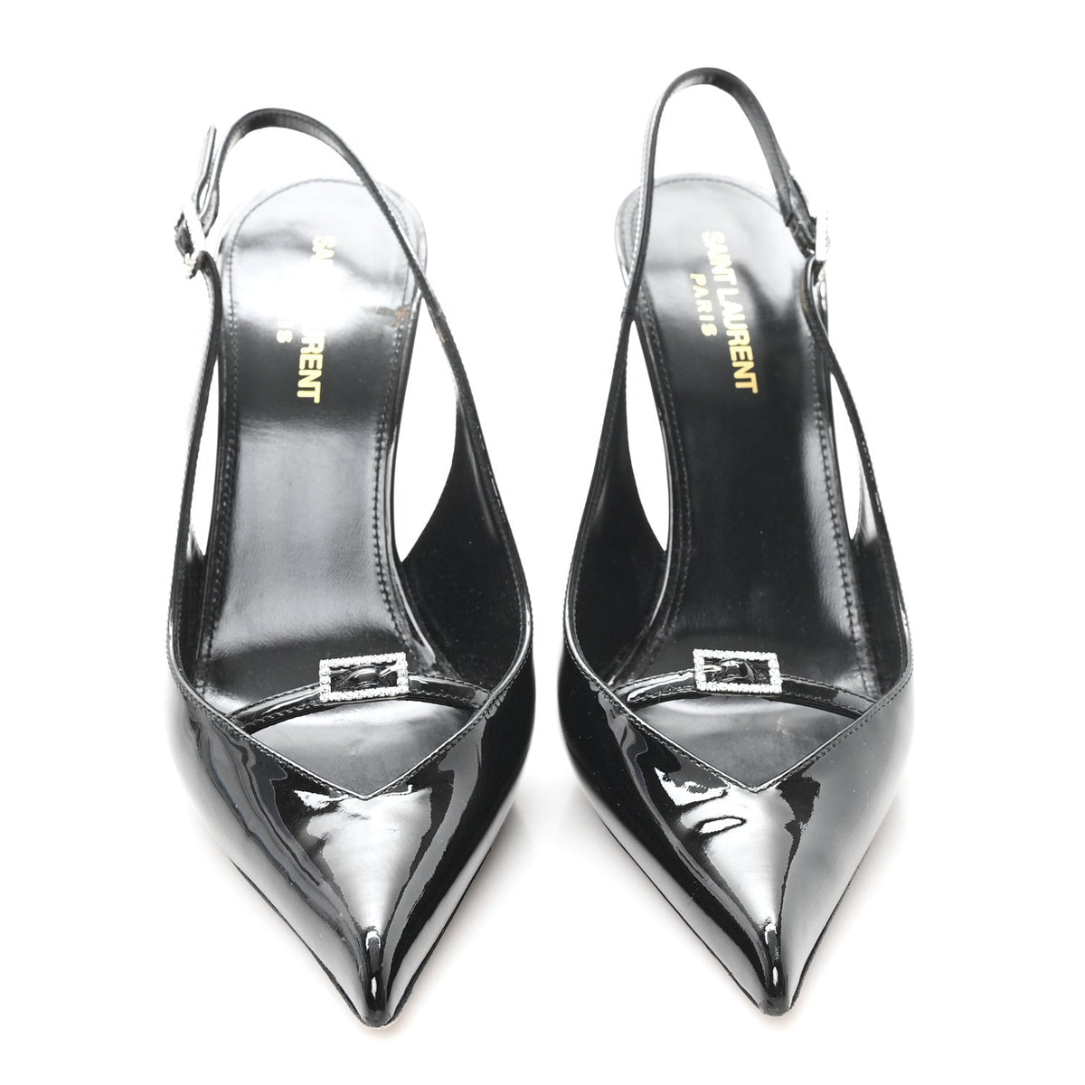 Saint Laurent Patent Leather Women's Vernice Slingback Pumps 39 Black