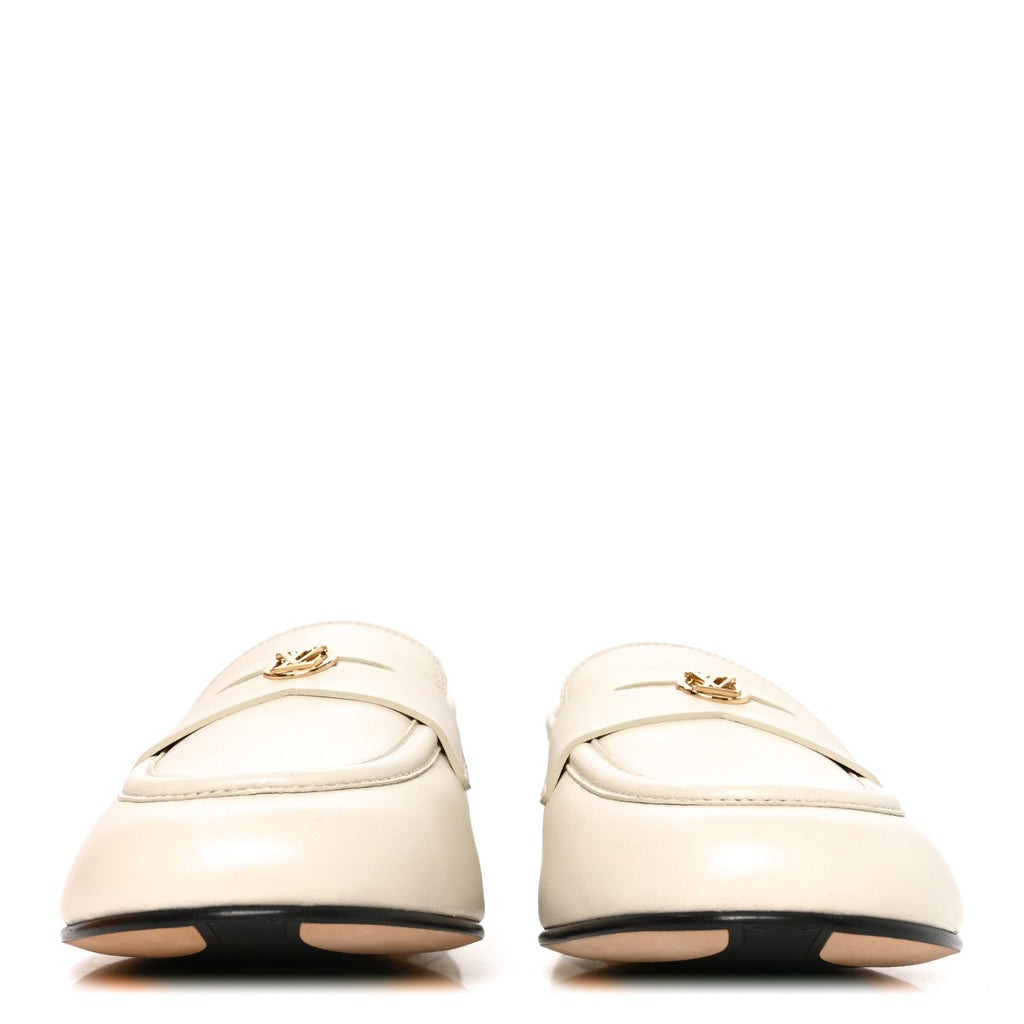 Louis Vuitton Lambskin Women's Soho Flat Loafers 40 Ecru White