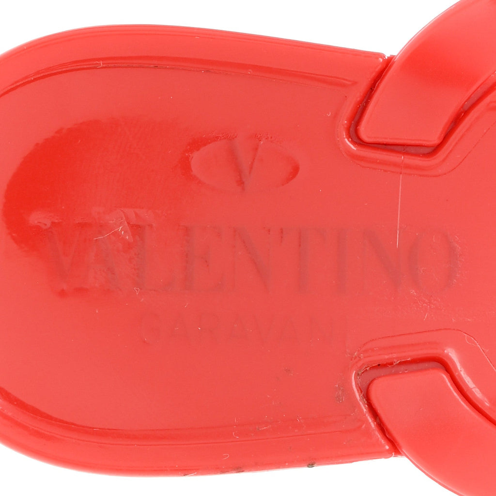 Valentino Garavani PVC Jelly Women's Rockstud Bow Thong Sandals 35 Rosso