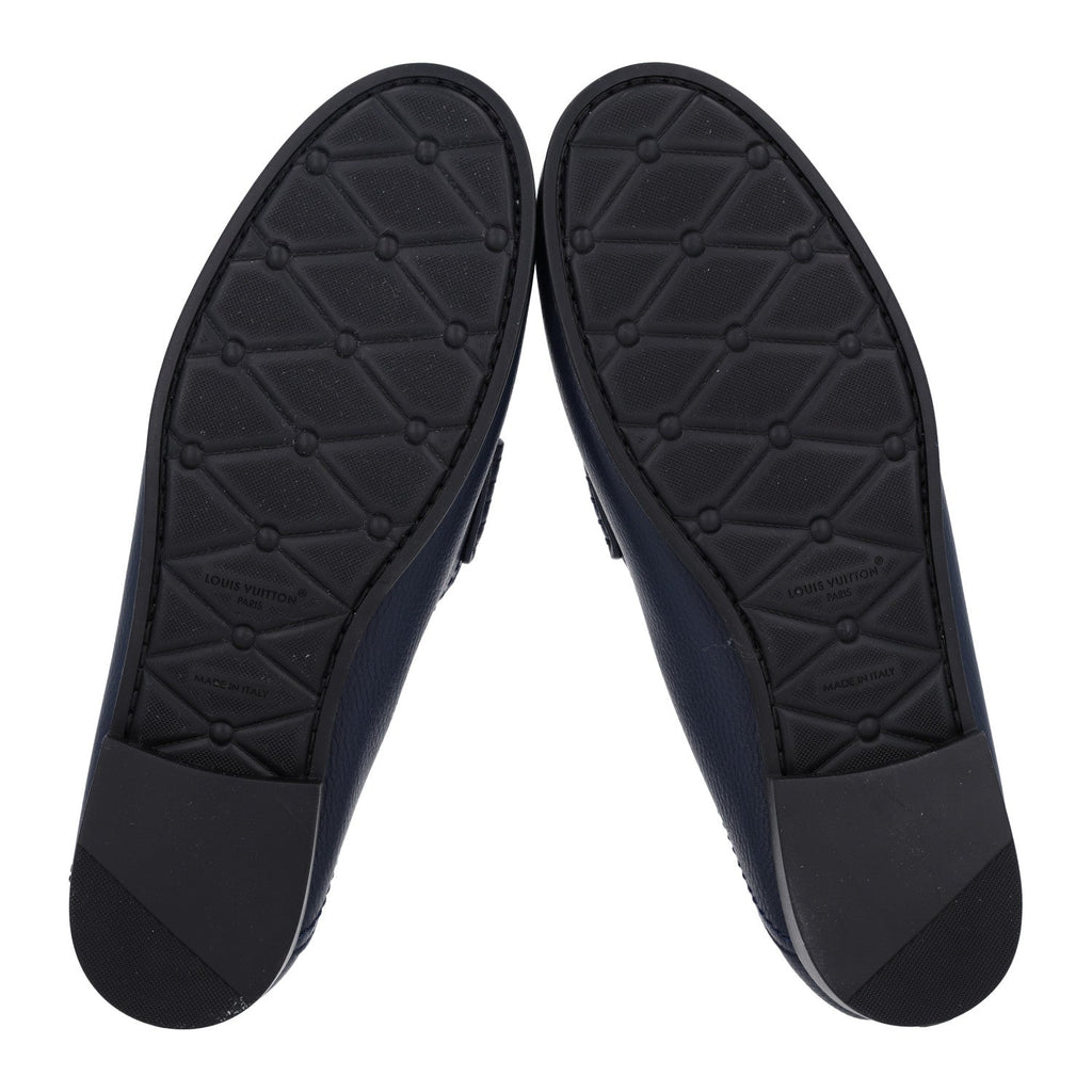 Louis Vuitton Grained Calfskin Women's Ivy Loafers 40.5 Navy Blue