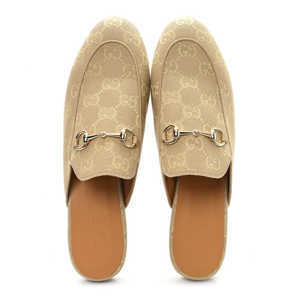 Gucci Canvas Women's GG Monogram Princetown Slippers 40 Egypt Salt