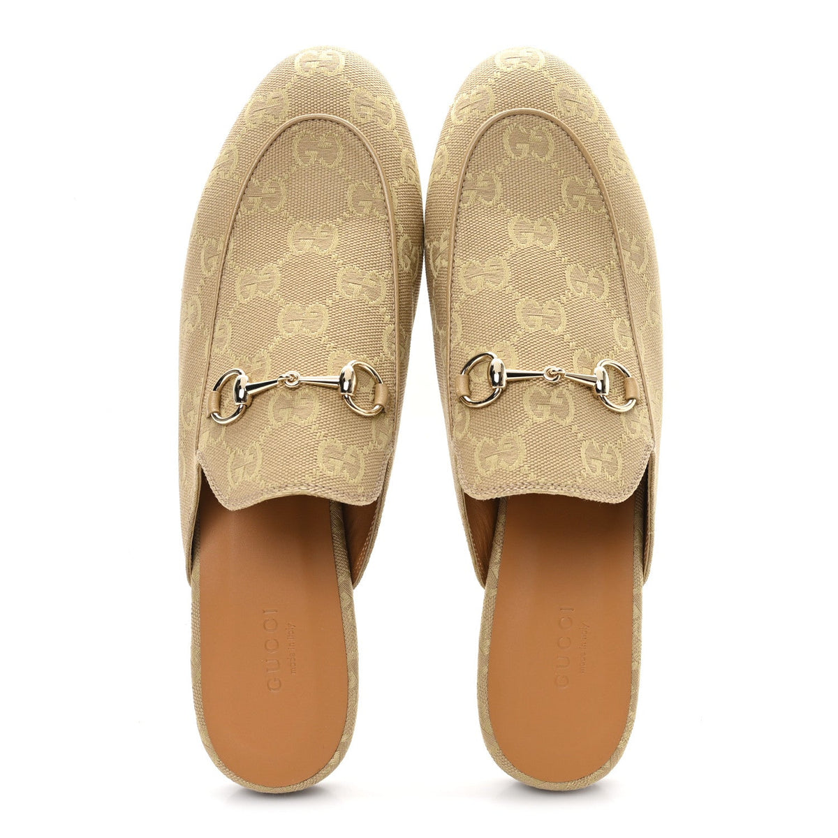 Gucci Canvas Women's GG Monogram Princetown Slippers 40 Egypt Salt