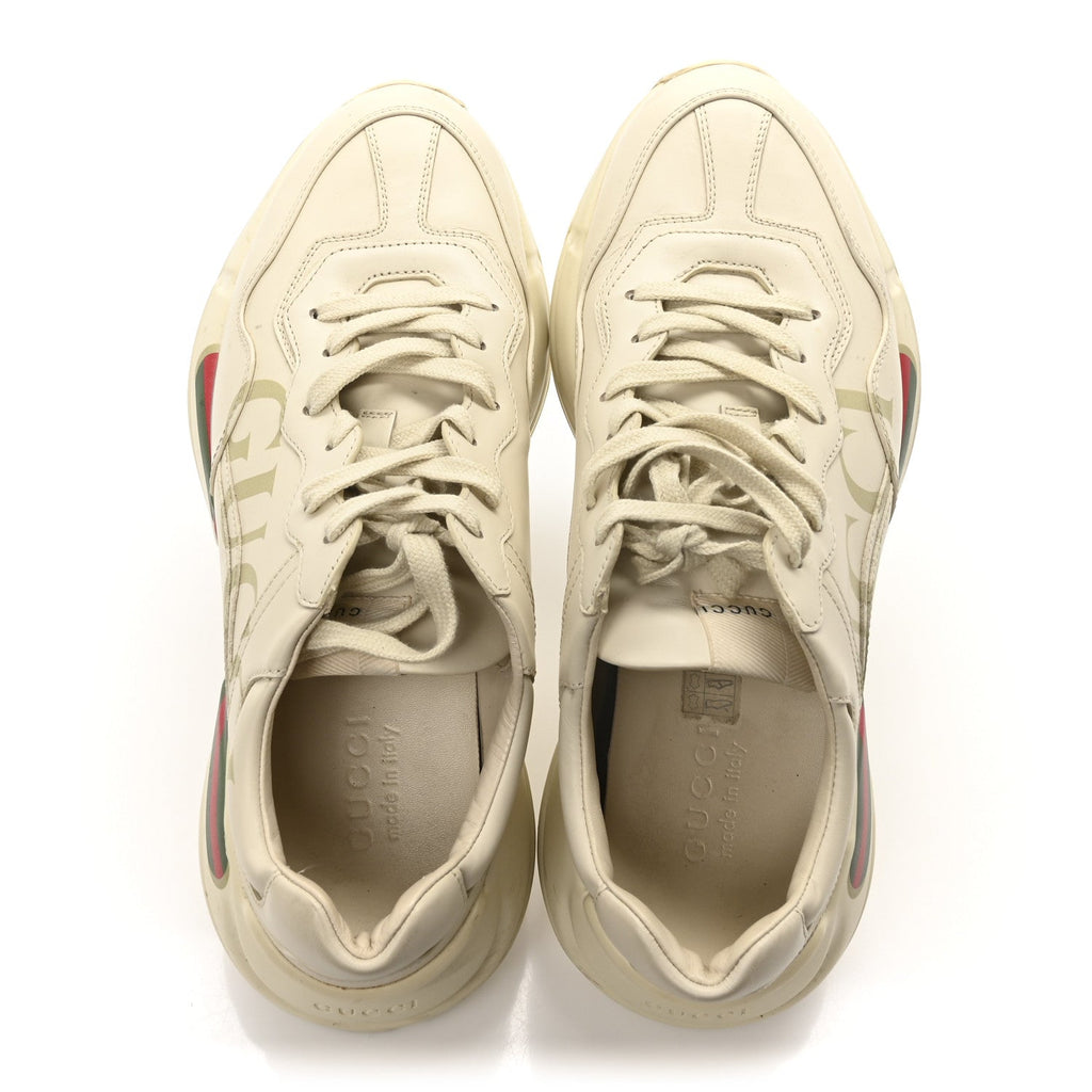 Gucci Calfskin Logo Men's Rhyton Sneakers Ivory