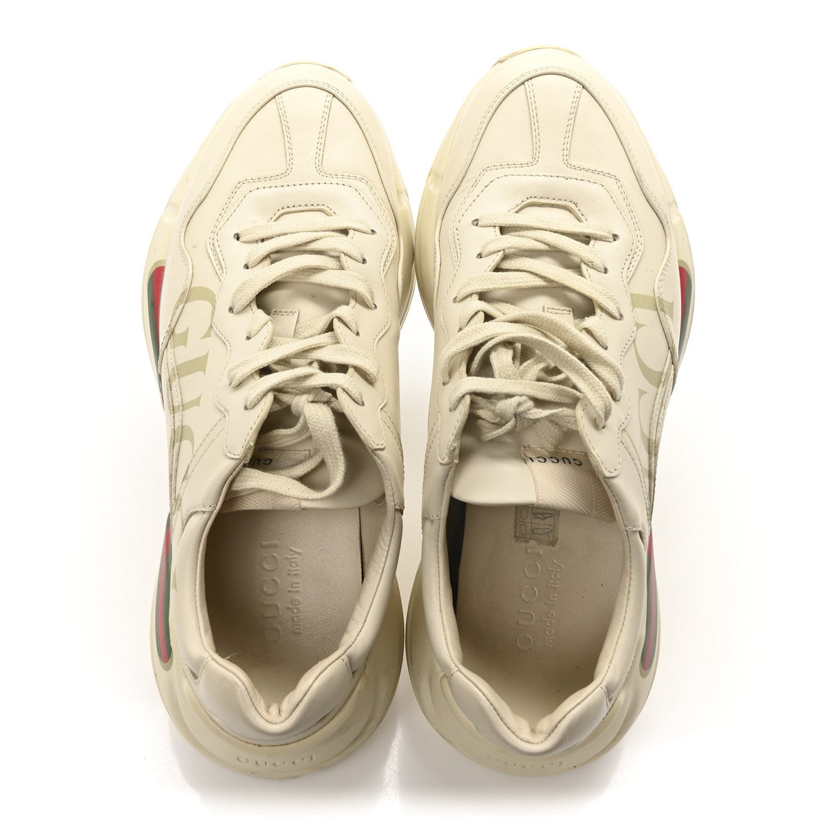 Gucci Calfskin Logo Men's Rhyton Sneakers Ivory