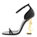Patent Calfskin Opyum Sandals Black Gold