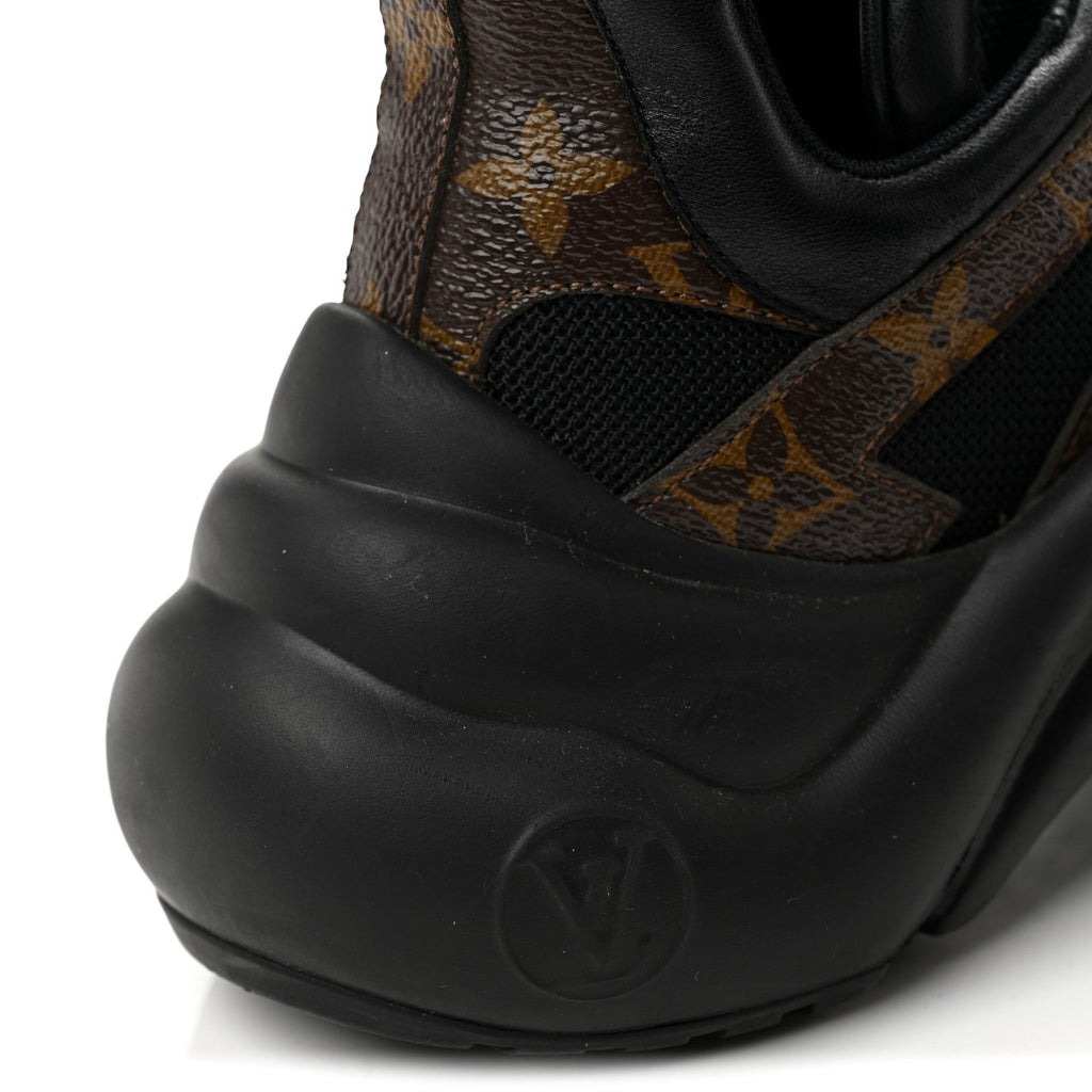 Louis Vuitton Calfskin Patent Monogram Women's LV Archlight Sneakers 37.5 Black