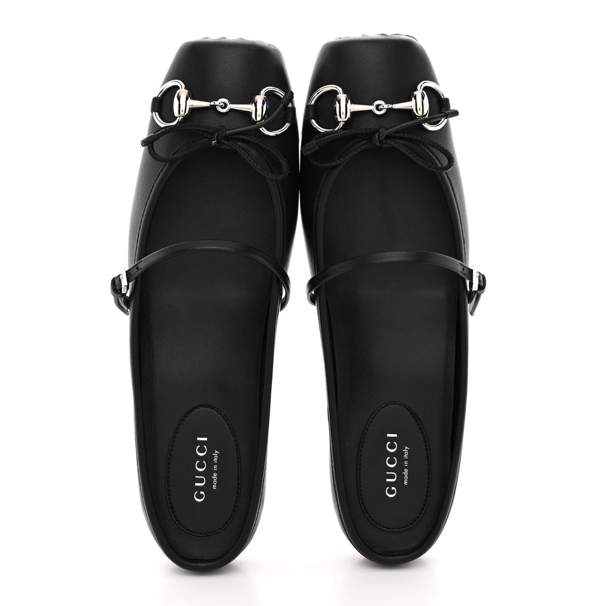Gucci Calfskin Women's Horsebit Ballet Mules 37 Black