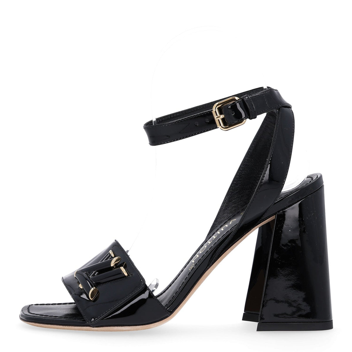 Louis Vuitton Patent Calfskin Women's Shake Sandals 36 Black