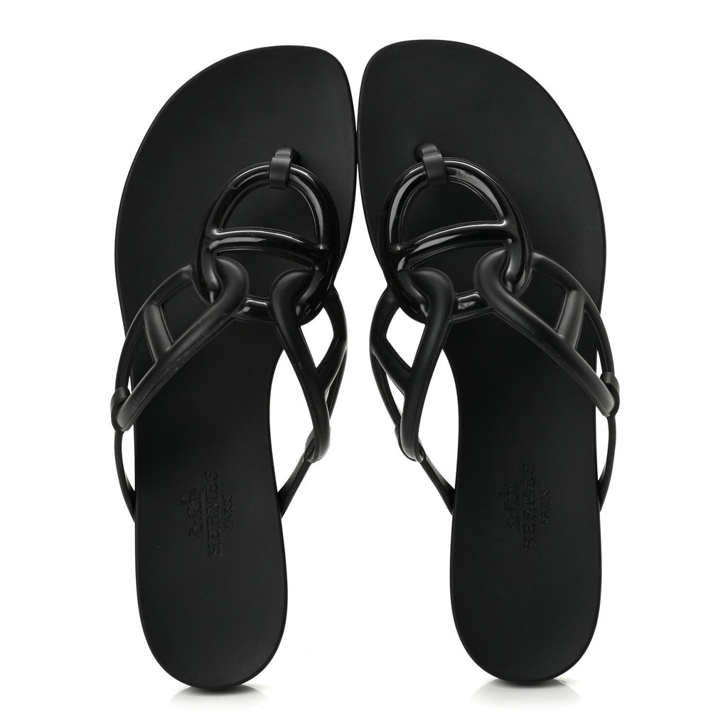 Hermès Rubber Women's Egerie Sandals 36 Black