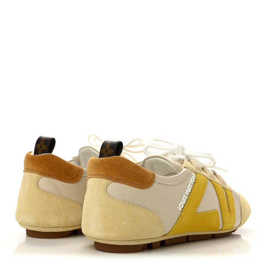 Louis Vuitton Suede Calfskin Women's LV Sneakerina 37 Light Beige Yellow