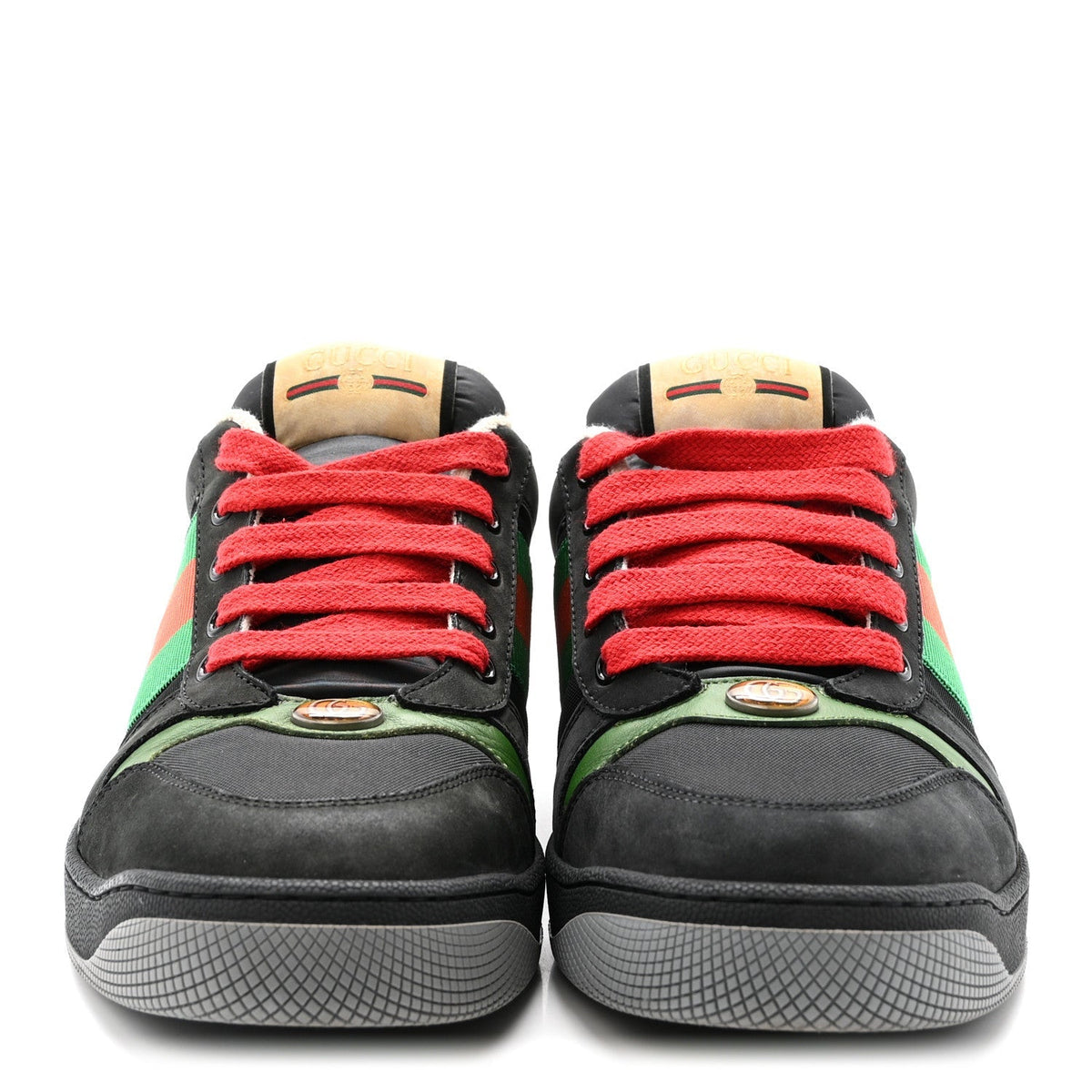 Gucci Calfskin Nylon GG Web Men's Screener Sneakers 8 Black