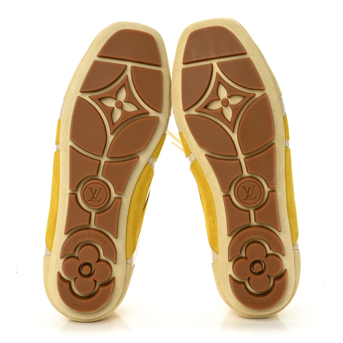 Louis Vuitton Suede Calfskin Women's LV Sneakerina 37 Light Beige Yellow
