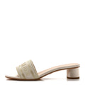 Metallic Satin Embroidered Dway 35Mm Slide Sandals Pale Gold