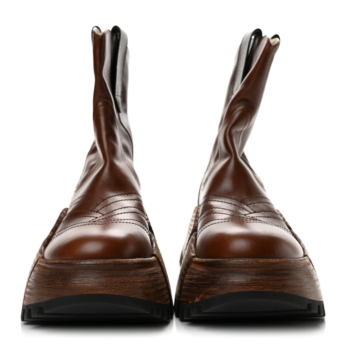 Louis Vuitton Patent Calfskin Women's LV Zoom Platform Boots 37 Brown