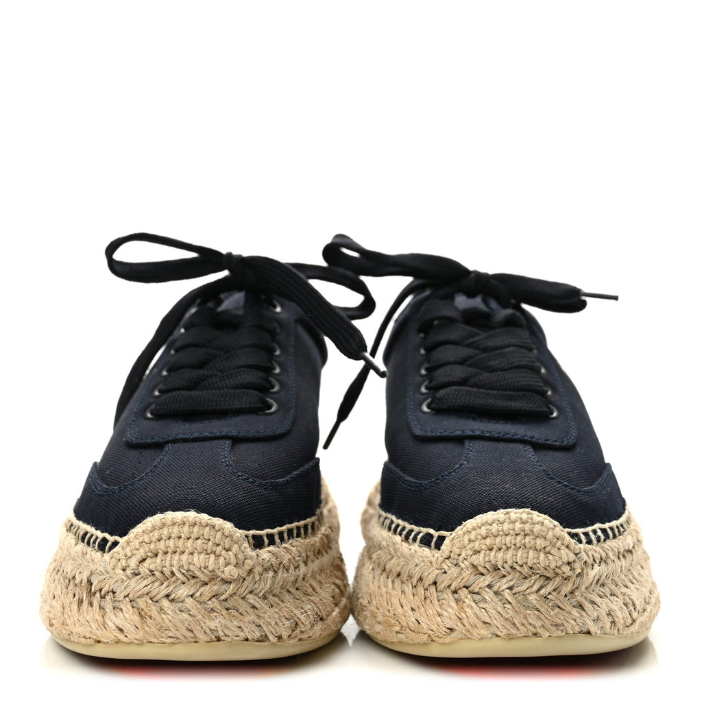 Christian Louboutin Toile Calfskin Women's Espasneak Flat Sneakers 36 Obscur