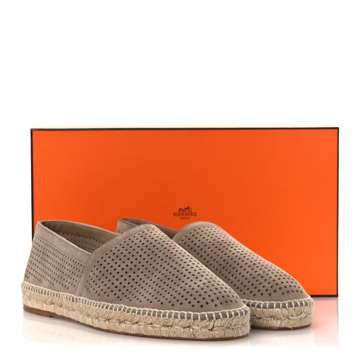 Hermes Suede Goatskin Men's Enrique Espadrilles 42 Beige Sable