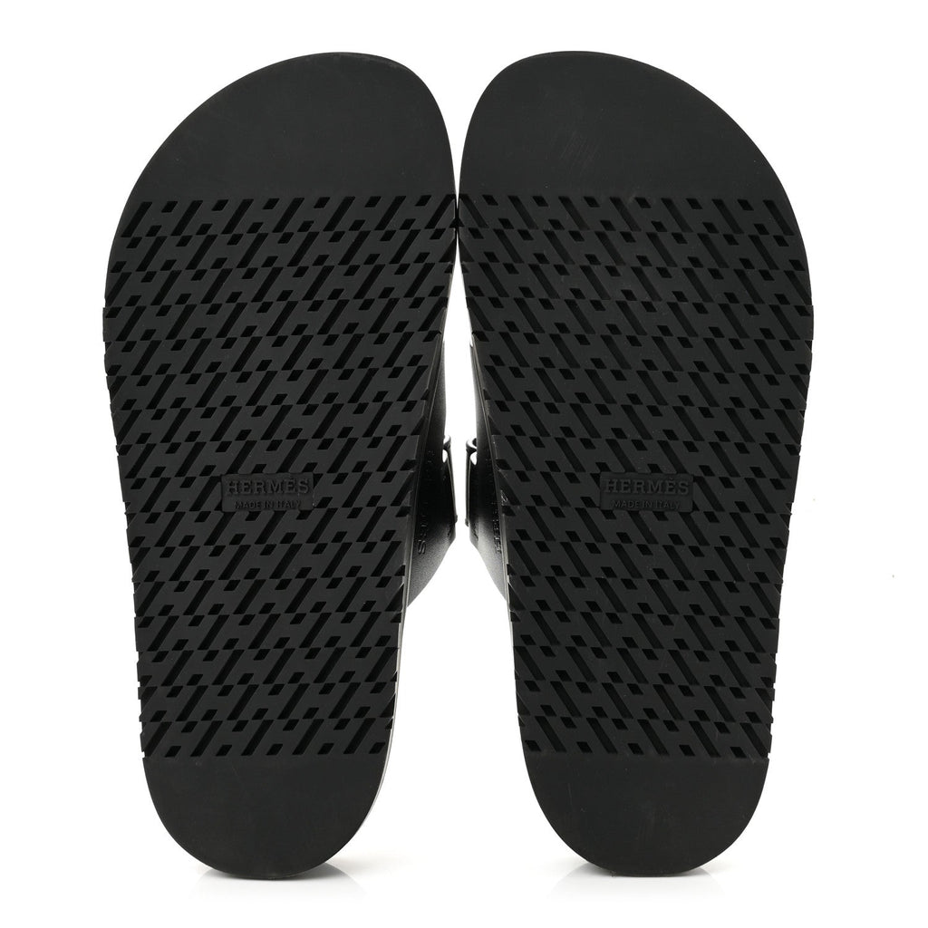 Hermes Calfskin Women's Chypre Sandals 36 Black