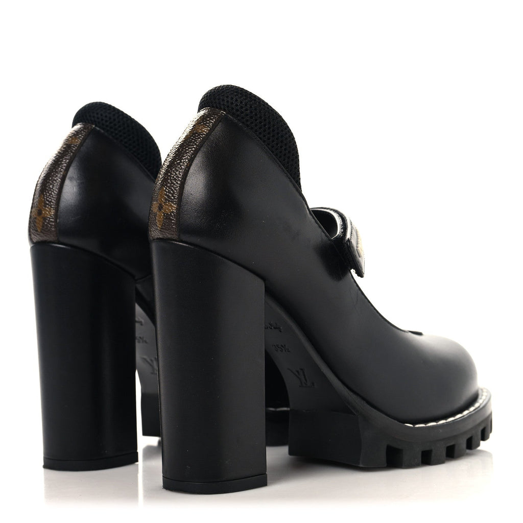 Louis Vuitton Calfskin Women's Star Trail Ankle Pumps 35.5 Black