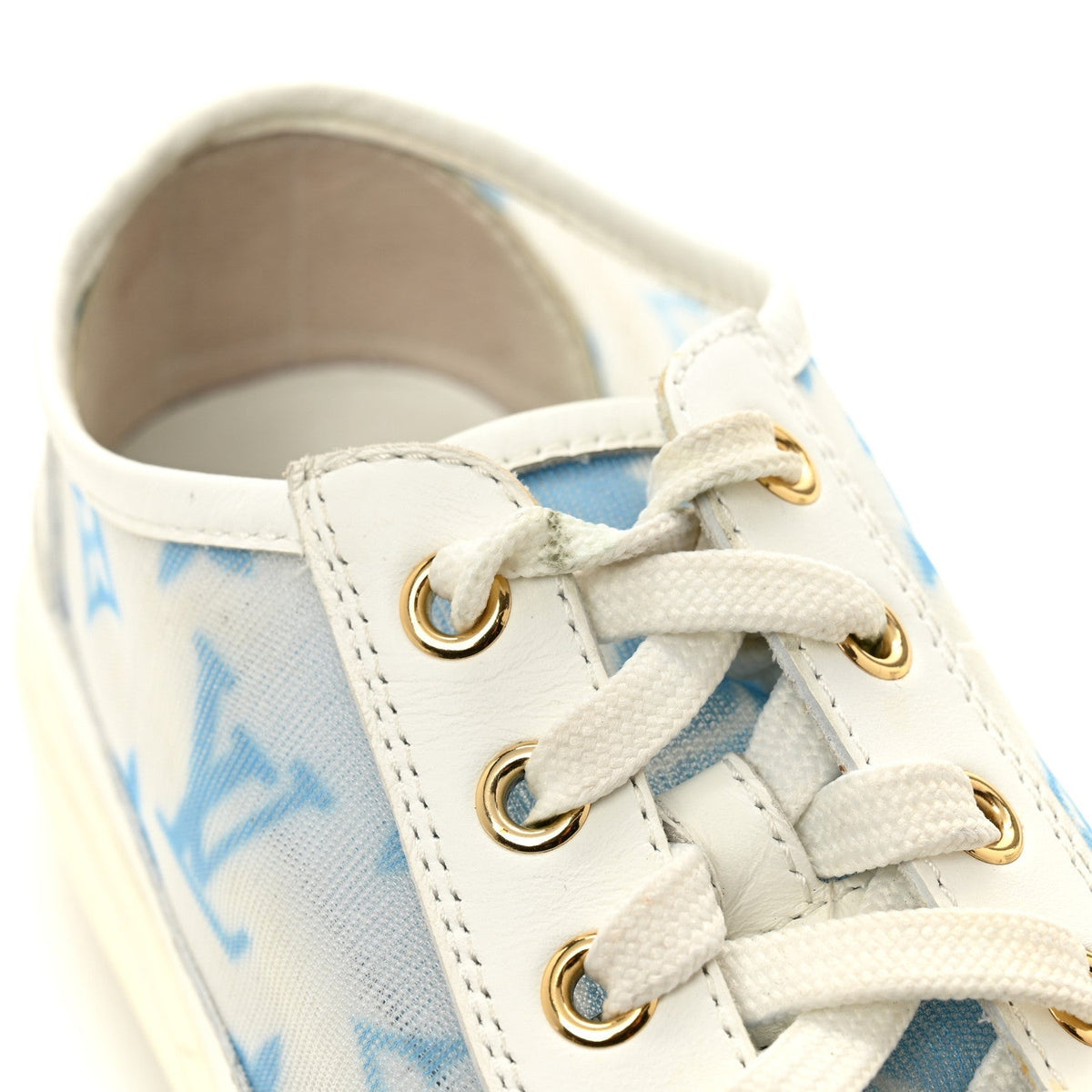 Louis Vuitton Technical Fabric Calfskin Women's Monogram Stellar Sneakers 35 Blue