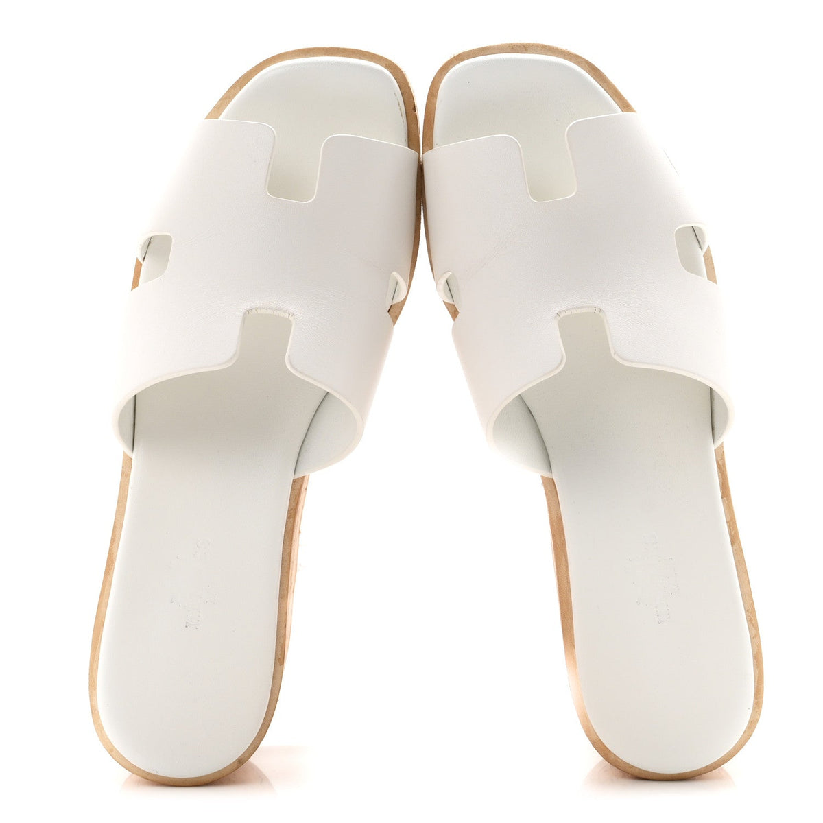 Hermes Calfskin Cork Women's Eze 30 Sandals 37 White