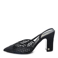 Suede Strass Grosgrain Cap Toe CC Slingback Pumps Black