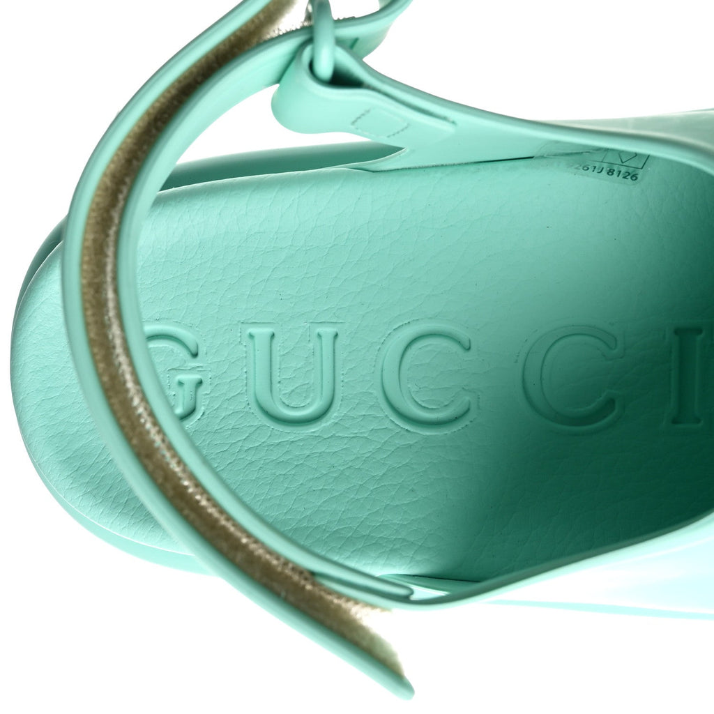 Gucci Rubber Isla Women's Sandals 37 Teal Cyan