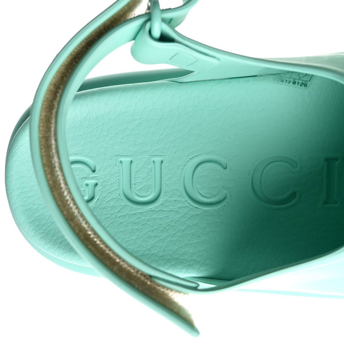Gucci Rubber Isla Women's Sandals 37 Teal Cyan