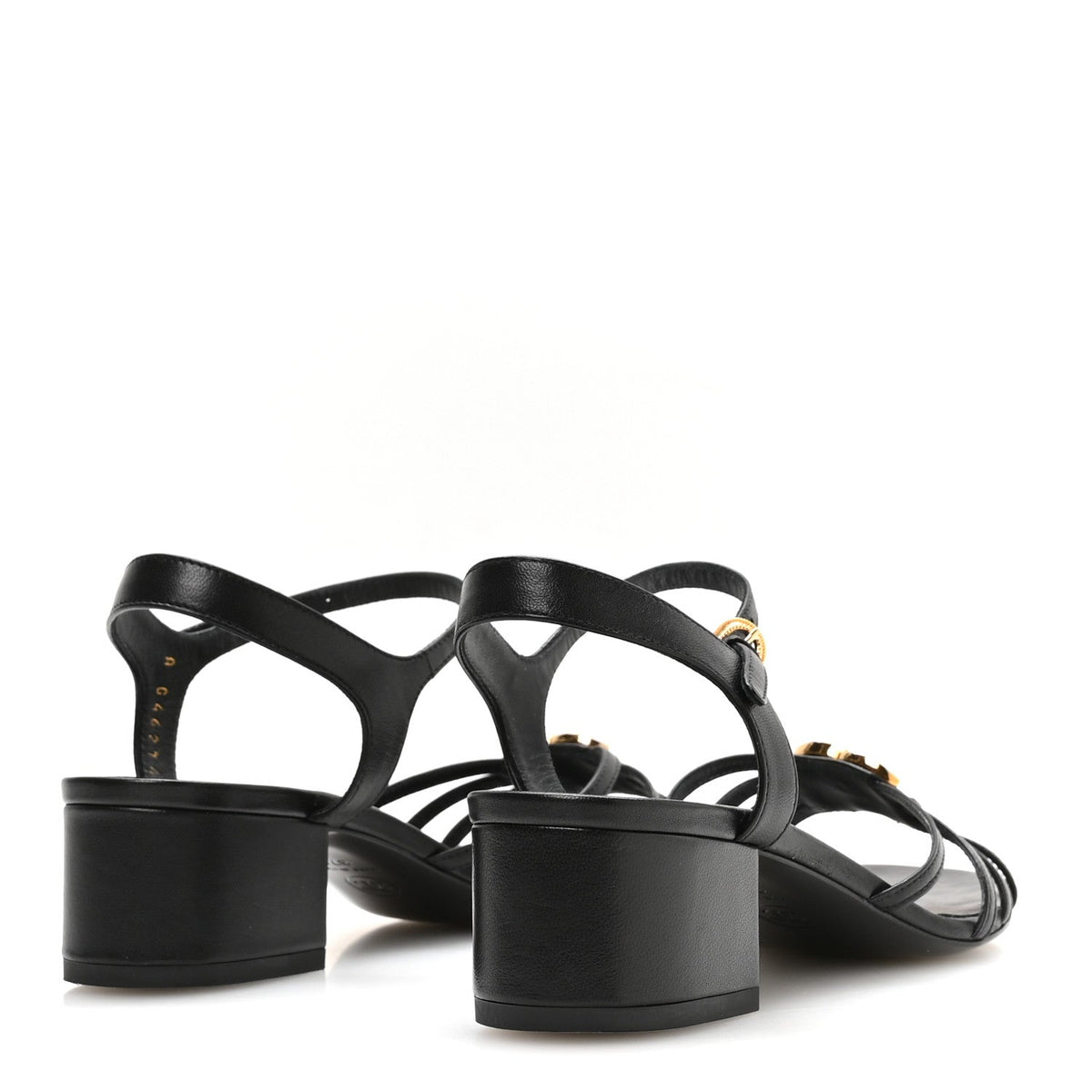 Chanel Lambskin Crystal CC Women's Sandals 37.5 Black
