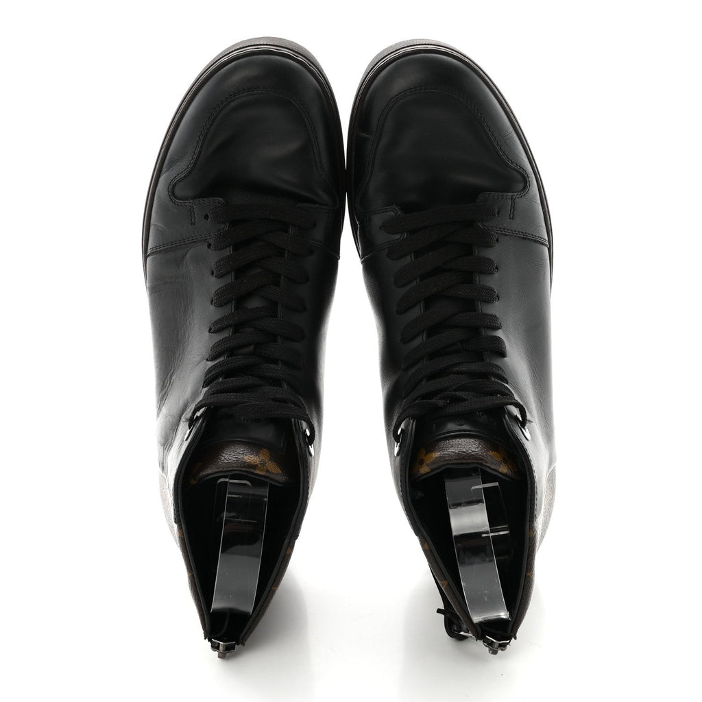 Louis Vuitton Calfskin Monogram Men's Line-Up Sneaker Boot 6 Black