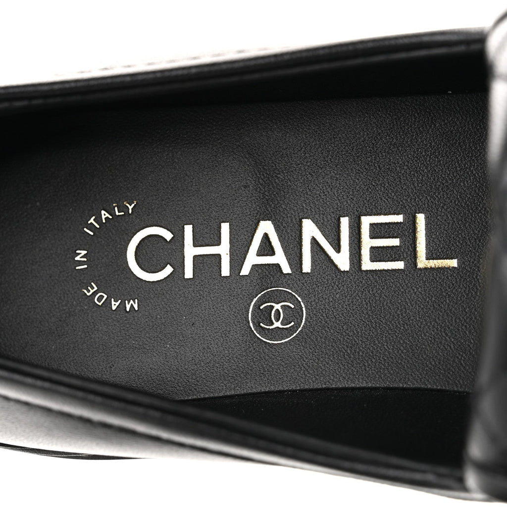 Chanel Lambskin Quilted CC Turnlock Women's Loafers Black