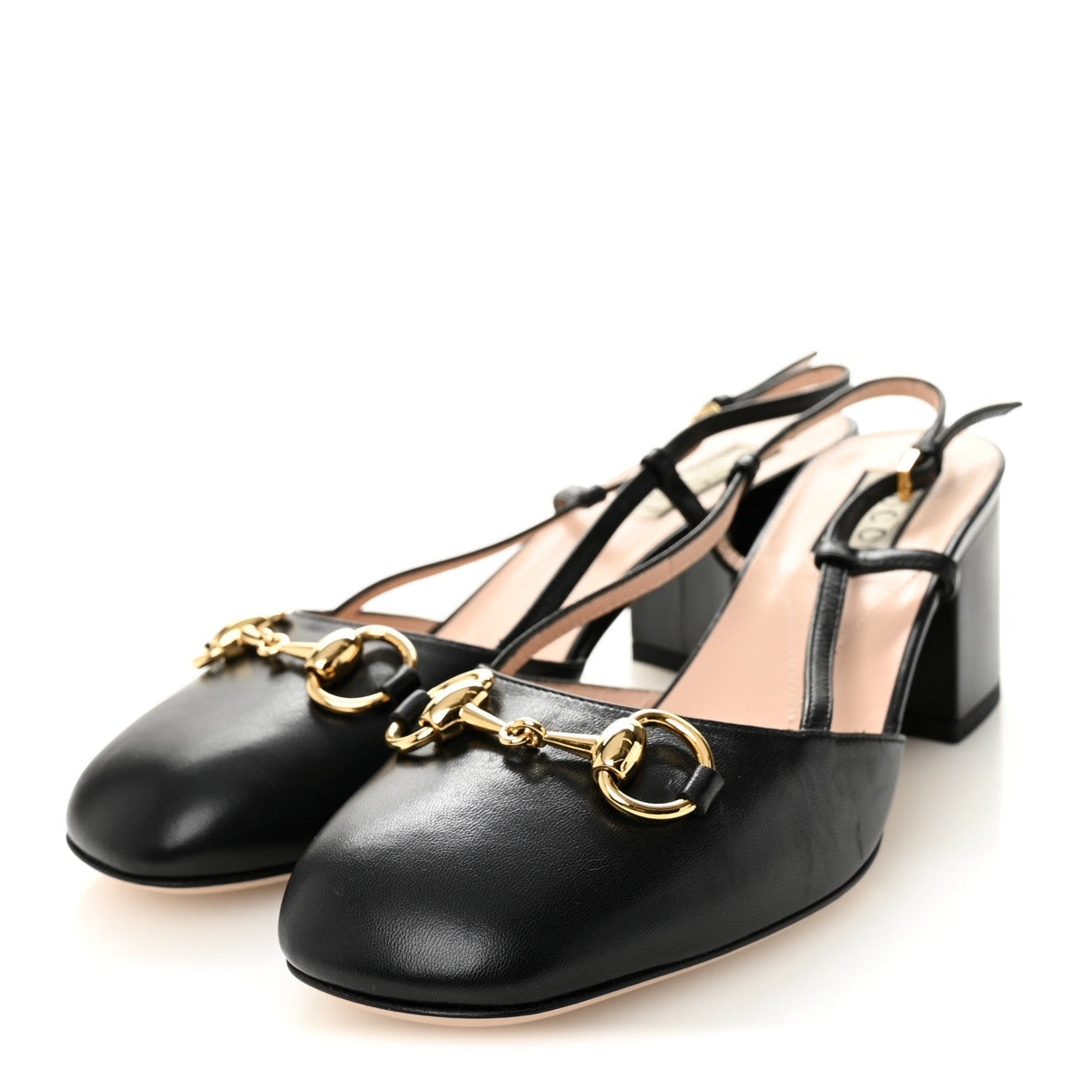 Gucci Malaga Kid Calfskin Women's Horsebit 70mm Slingback Pumps 36 Black