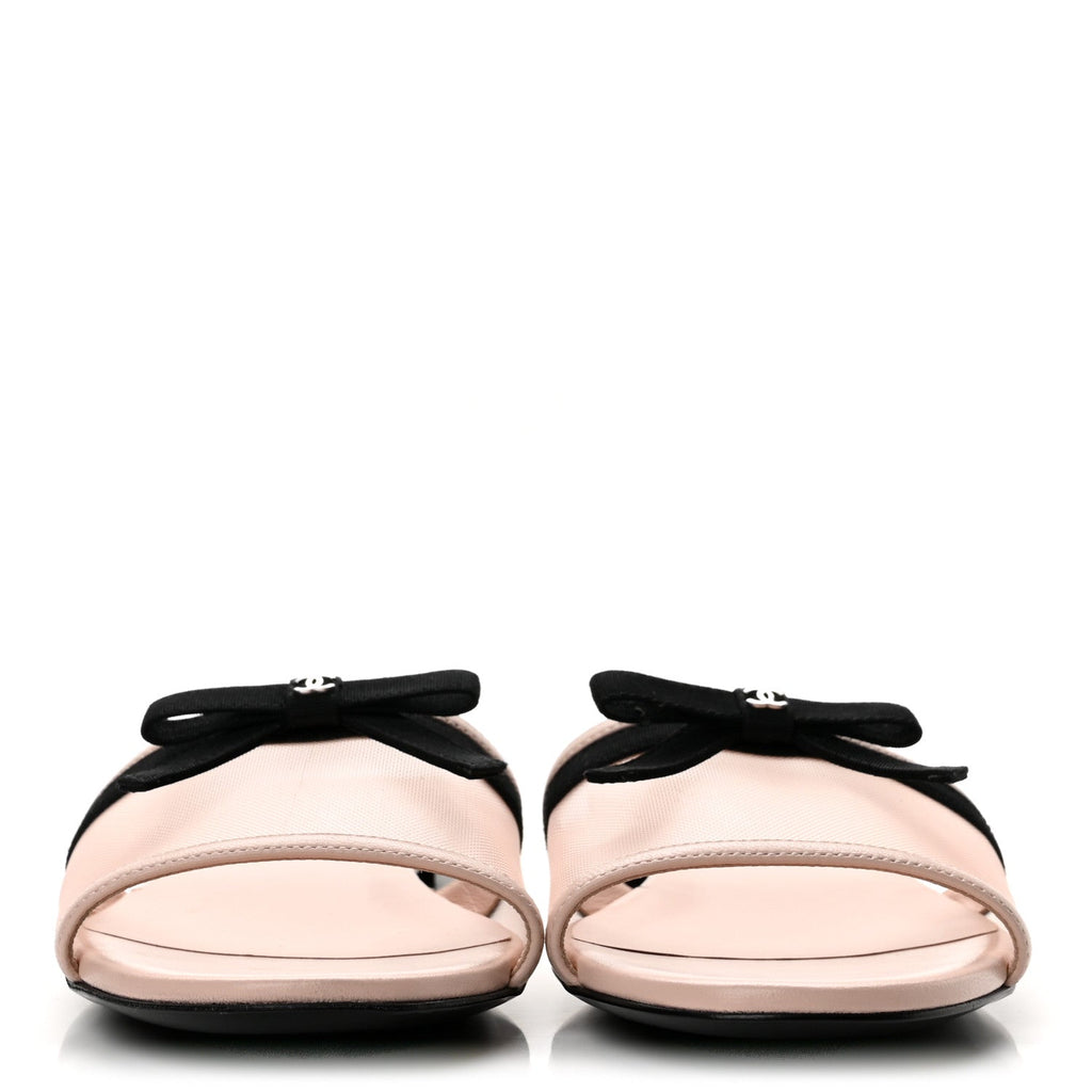 Chanel Mesh Lambskin CC Bow Women's Mules