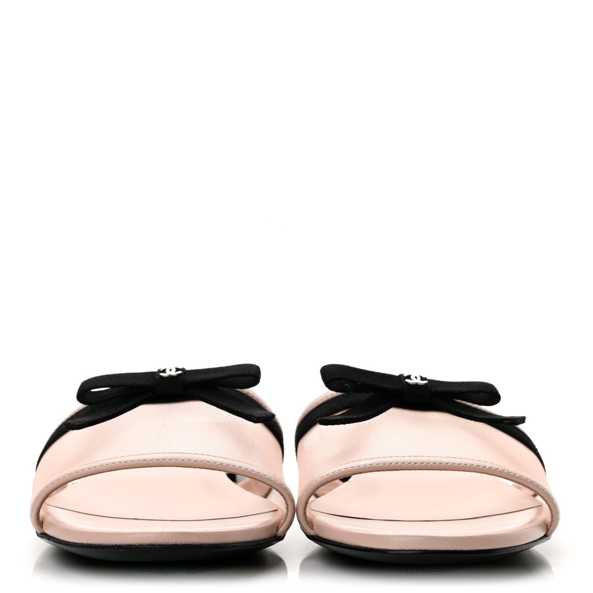 Chanel Mesh Lambskin CC Bow Women's Mules