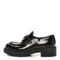 Prada Spazzolato Women's Triangle Logo 50mm Loafers 40 Black