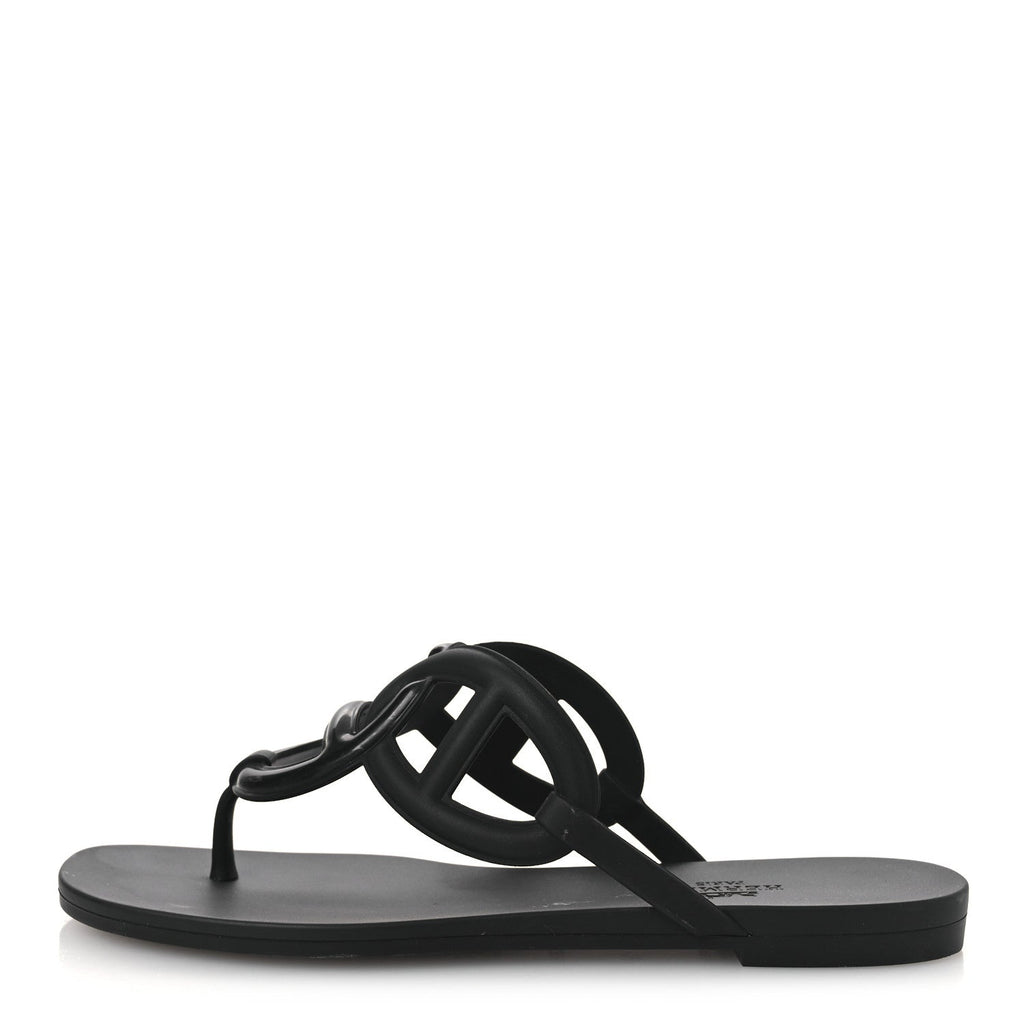 Hermes Rubber Women's Egerie Sandals 36 Black