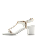 Chanel Lambskin Women's CC Chain Braided Sandals 35 White