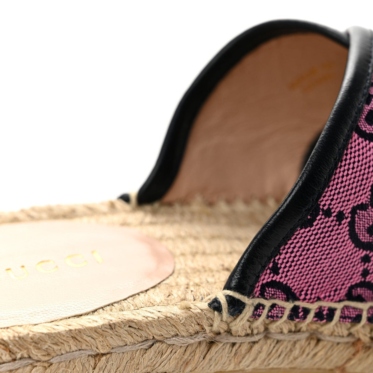 Gucci Canvas Women's Criss Cross Espadrille Sandals 35.5 Pink Blue