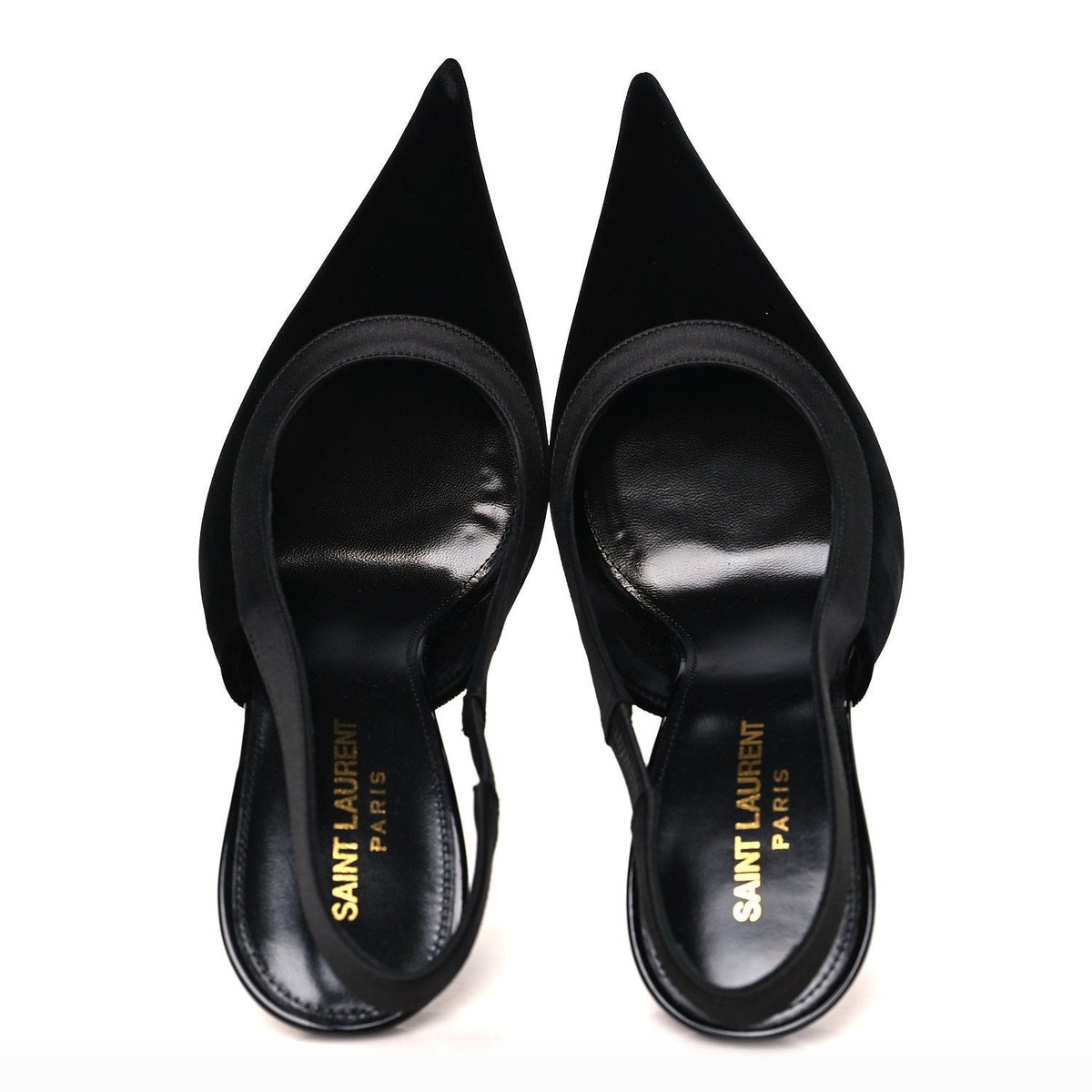 Saint Laurent Velvet Women's Victoire 115 Slingback Pumps 38.5 Black