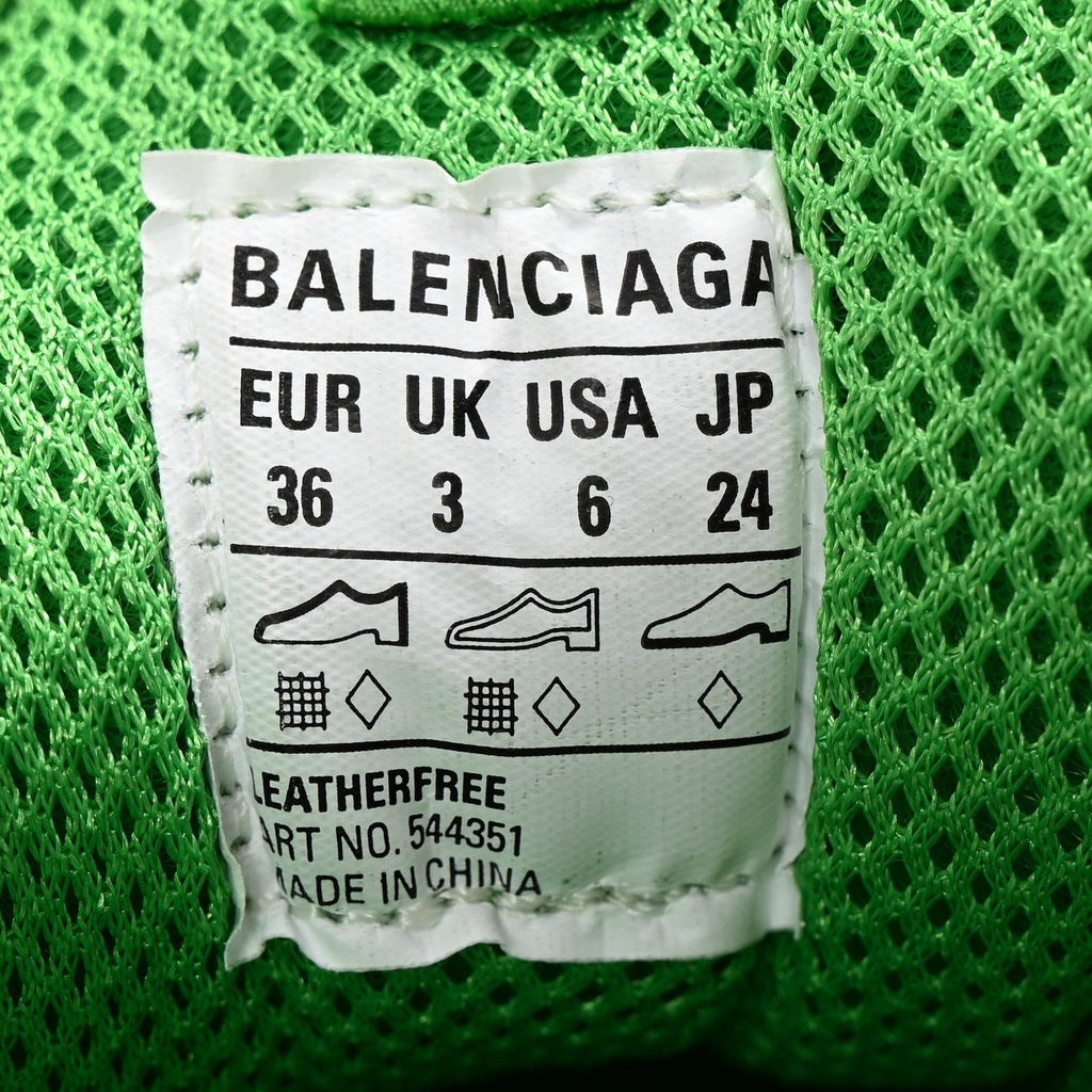 Balenciaga Fabric Mesh Women's Clear Sole Triple S Sneakers 36 Fluo Green