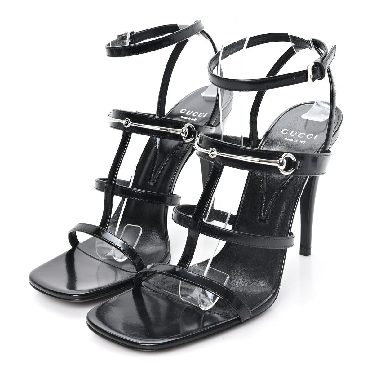 Gucci Nappa Women's Regent Strappy Horsebit Sandals 39 Black