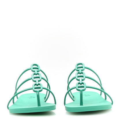 Hermes Rubber Women's Mykonos Sandals 36 Vert Tourmaline